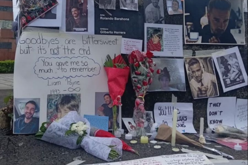 Altar en honor a Liam Payne realizado en La Sabana