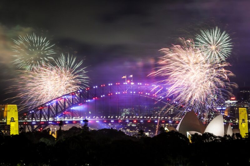 Fuegos artificiales en Australia.