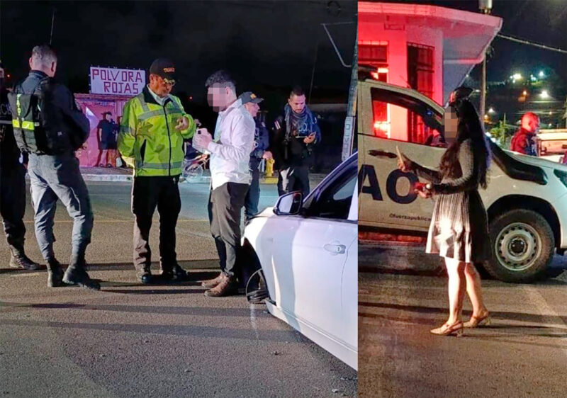 Oficiales de Tránsito y de Fuerza Pública atendieron un percance vial en San Ramón de Alajuela.