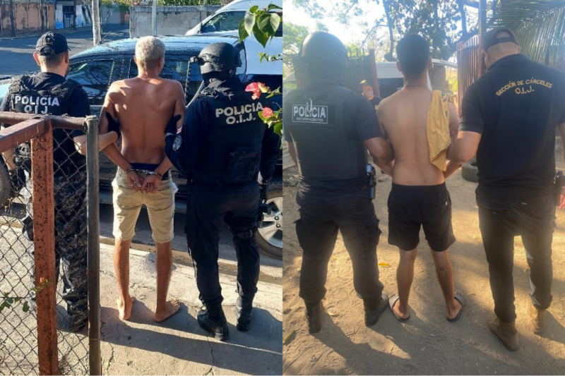 Detenidos en allanamientos por narcomenudeo en Cañas. Foto: OIJ. 