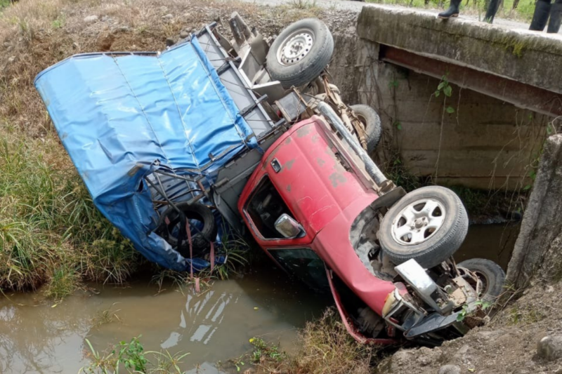 Camión cae a río.