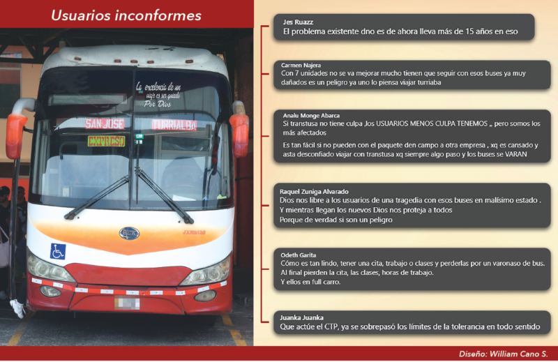 Usuarios de Turrialba han denunciado en redes sociales los constantes problemas en el servicio de autobuses.