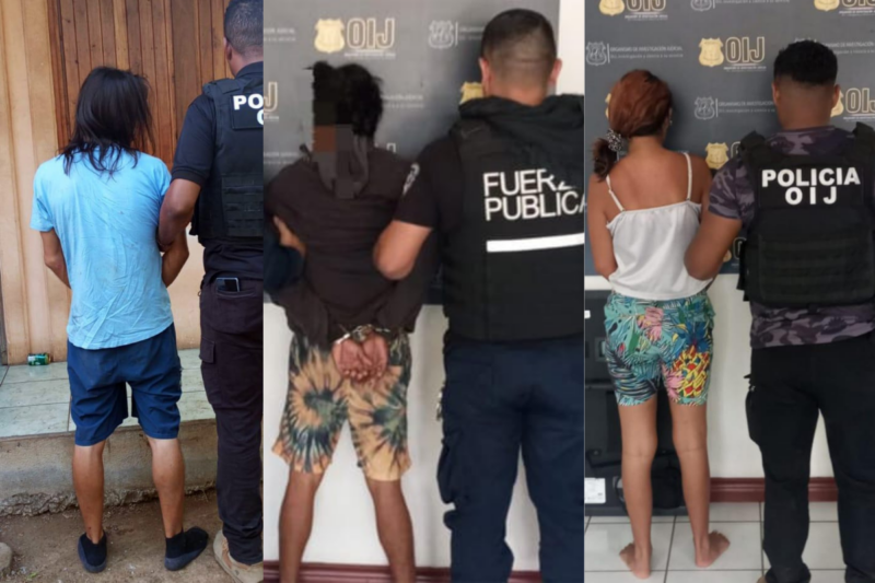 Sospechosos detenidos tras allanamiento. Foto: OIJ.
