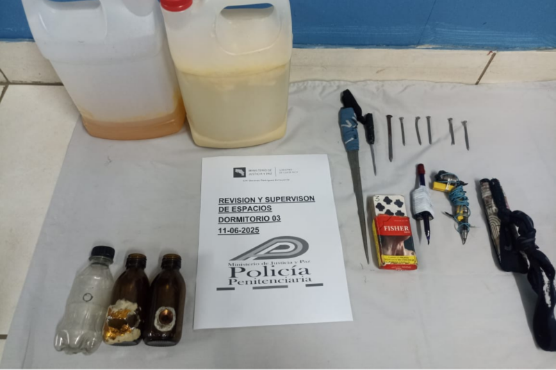 Decomisos de la Policía Penitenciaria en cárceles. Foto: cortesía. 