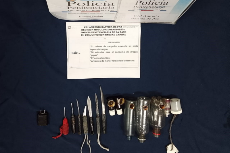 Decomisos de la Policía Penitenciaria en cárceles. Foto: cortesía. 