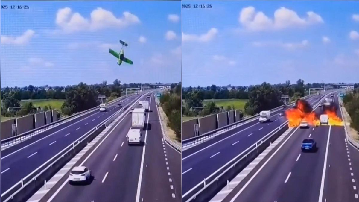 Avioneta se estrella contra una autopista en Italia y explota