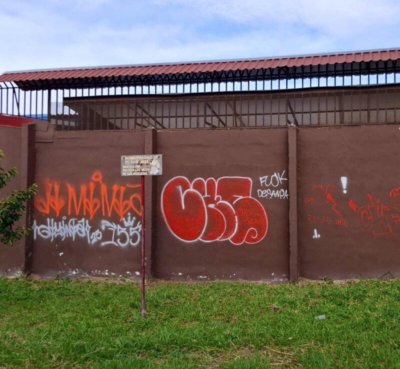 Pared rayada por los detenidos