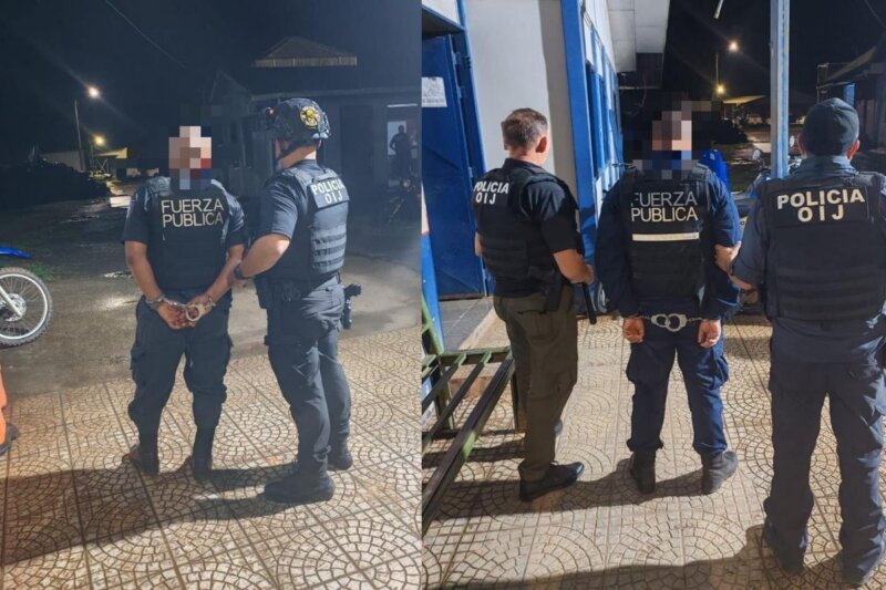 Oficiales sospechosos detenidos. Foto: OIJ.