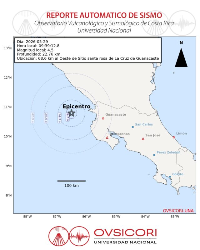 Sismo de magnitud 4.5 sacude el Pacífico norte del país