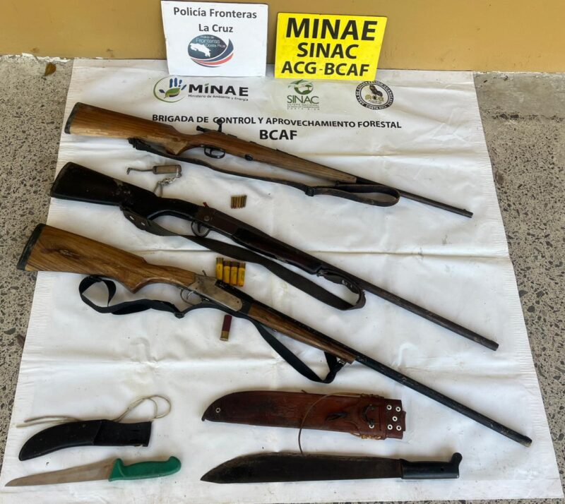 Operativo contra cazadores en Guanacaste. Foto: MSP.