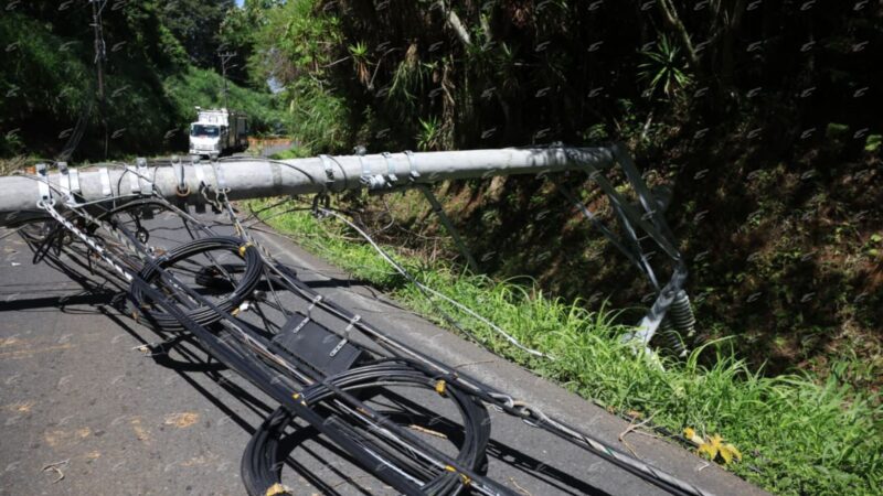 Caída de postes y árboles en Heredia. Foto: Sergio Espinoza. 