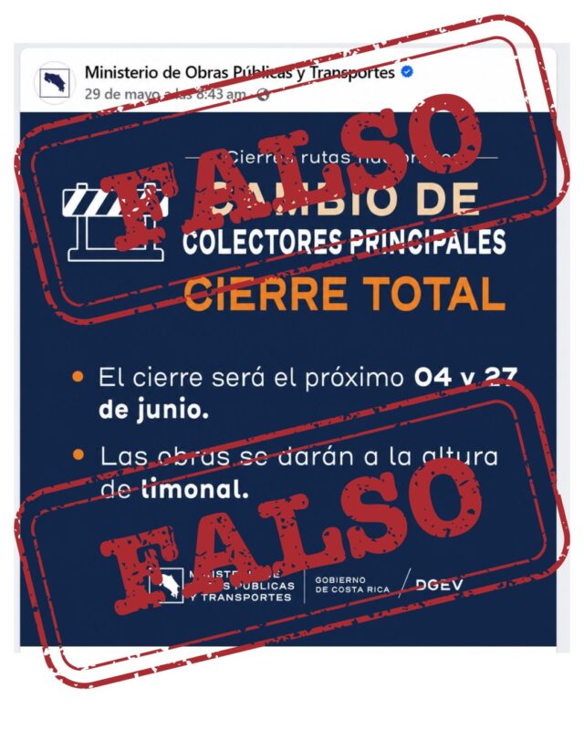 MOPT alerta por falsa información sobre cierres en carreteras