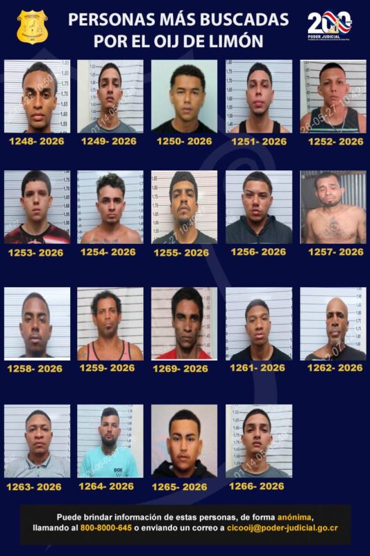 ¿Los ha visto? Estos son los sujetos más buscados de Limón