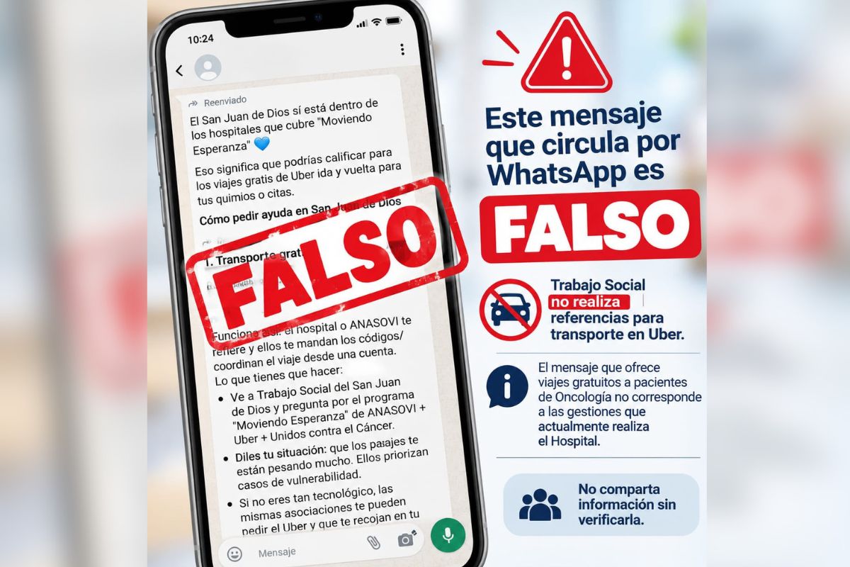 Alerta en el Hospital San Juan de Dios: circula mensaje falso sobre transporte gratuito para pacientes oncológicos